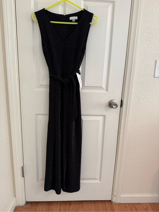 Calvin Klein Pants - NWT Calvin Klein Shimmering Black Formal V-Neck Sleeveless Jumpsuit - (Size 4)